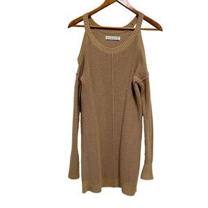 Abercrombie & Fitch Cold Shoulder Knit Sweater XS Beige Chunky Long Sleeve